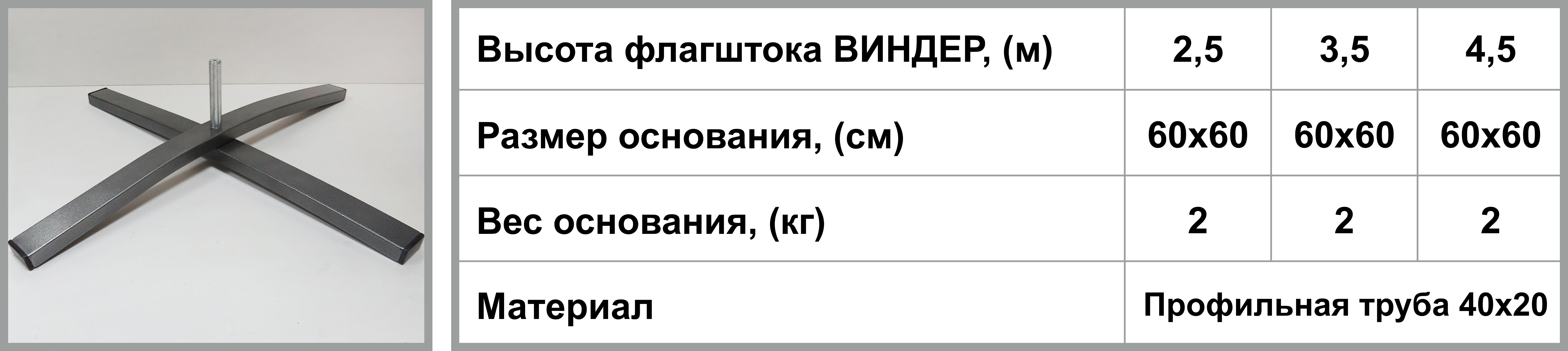 Основание для флагштока крестообразное